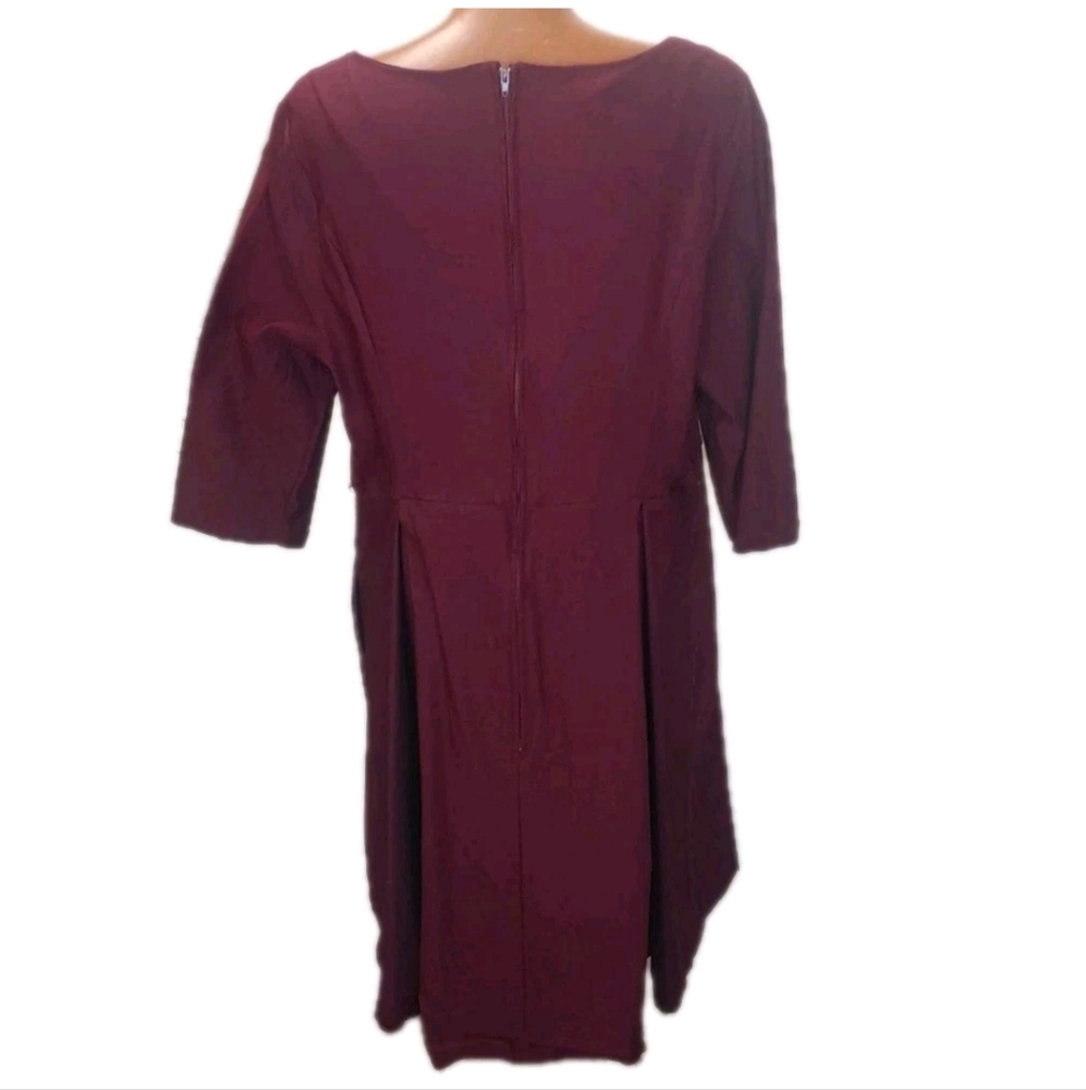 Modcloth Skater Dress Woman Plus 2X Burgundy Red Sweetheart Pleated Back Zipper - Picture 3 of 9